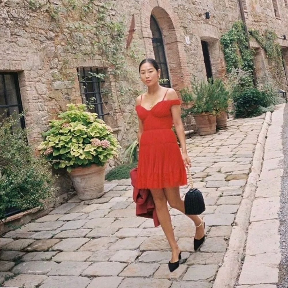 Self-portrait Red Chiffon Mini Dress